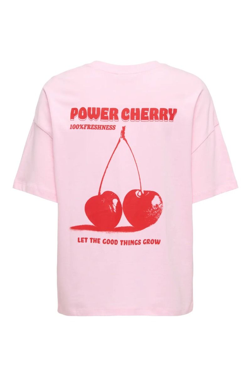 JDY - T-Shirt - Carla S/S Oversize T-Shirt - Pink Lady Cheery Print