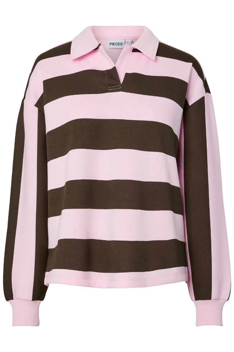 Pieces - Bluse - Filucca LS Loose Polo Shirt - Delicioso Pink Tulle