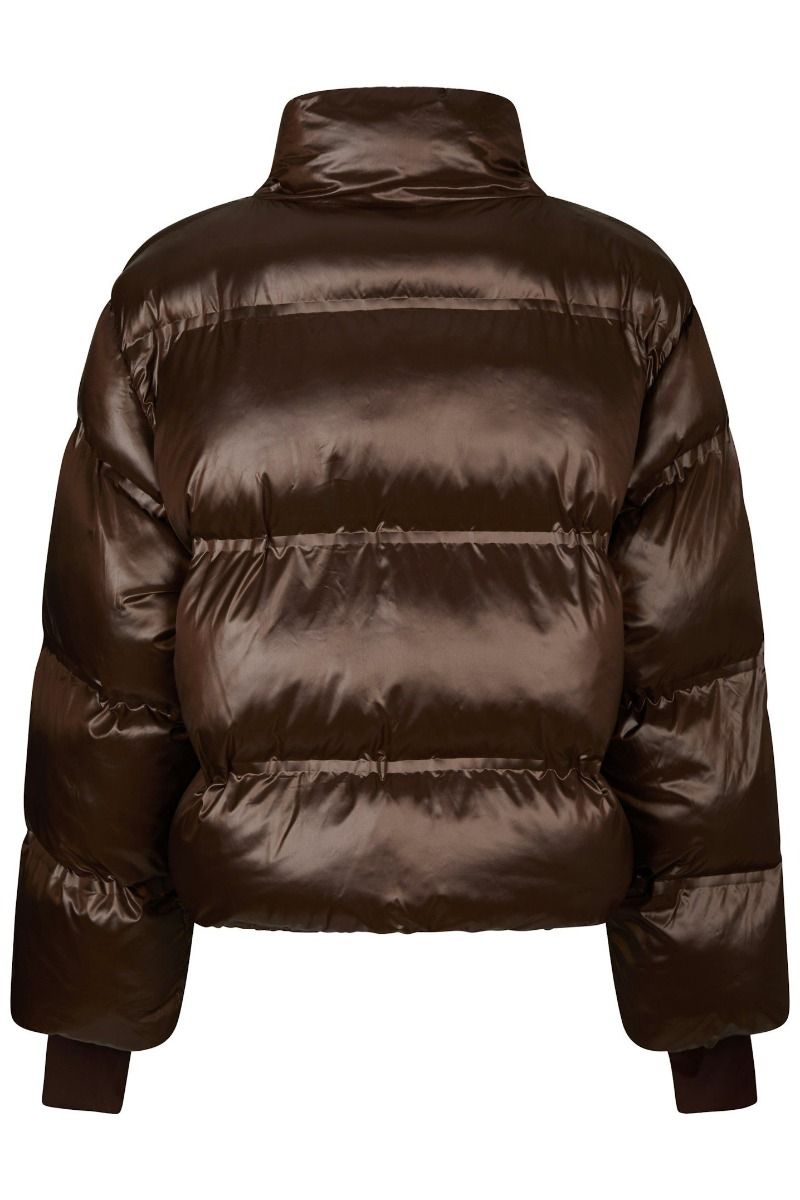 Neo Noir - Jakke - Rhea Shiny Puffer Jacket - Dark brown 