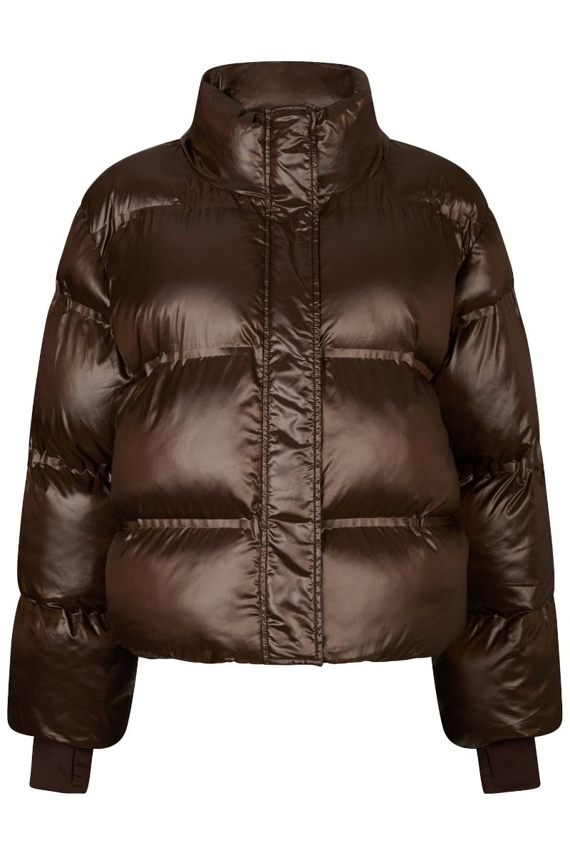 Neo Noir - Jakke - Rhea Shiny Puffer Jacket - Dark brown 