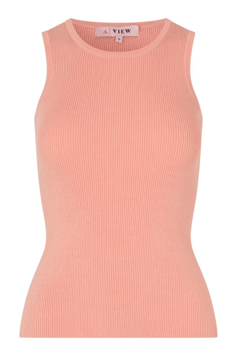 A-View - Top - Rib Knit Tank Top - Peach