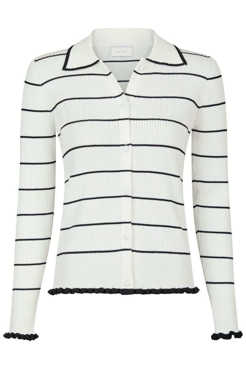 Neo Noir - Cardigan - Rio Stripe Knit Cardigan - White