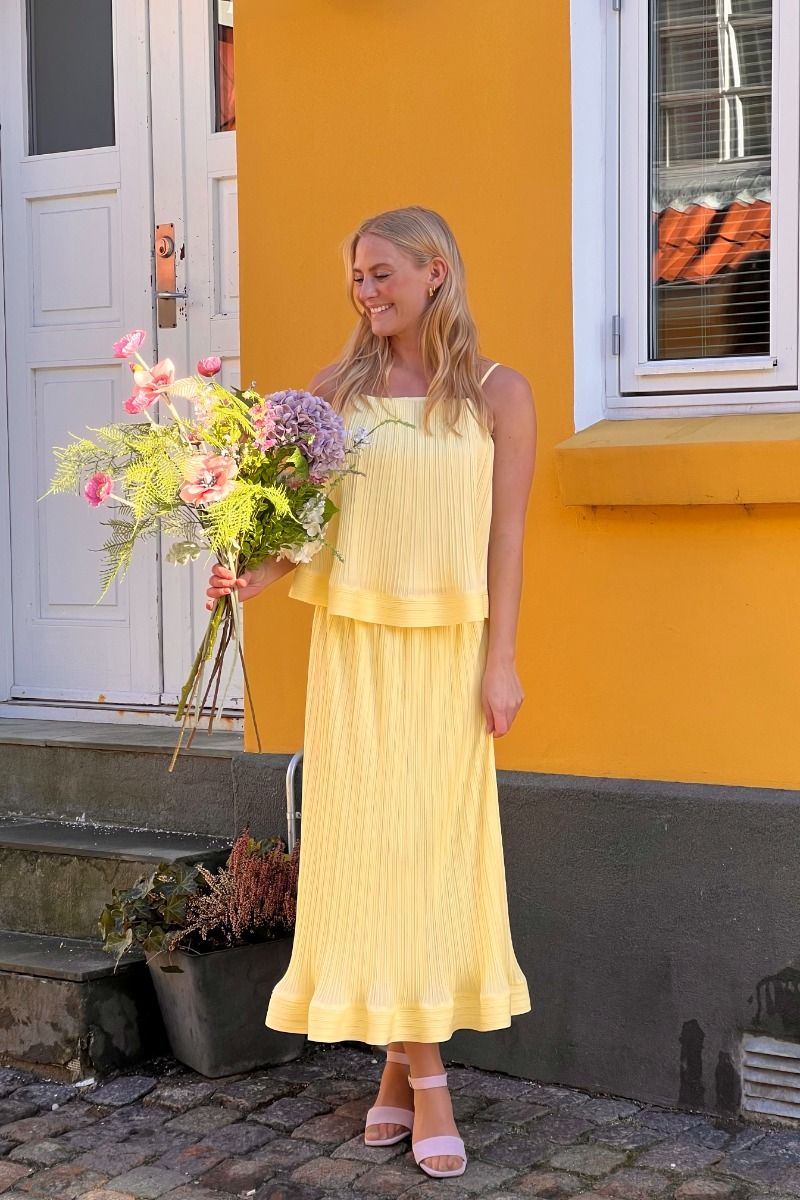 Y.A.S - Nederdel - Yas Riva Hw Midi Skirt - Show French Vanilla