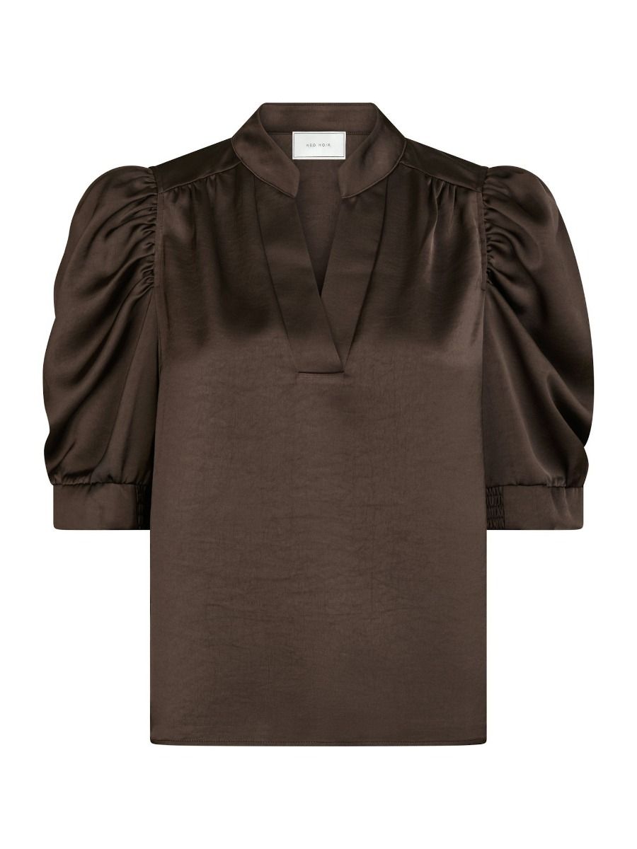 Neo Noir - Bluse - Roella Heavy Sateen Blouse - Dark brown