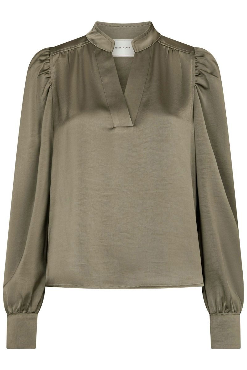 Neo Noir - Bluse - Rosslyn Heavy Sateen Blouse - Cold Army