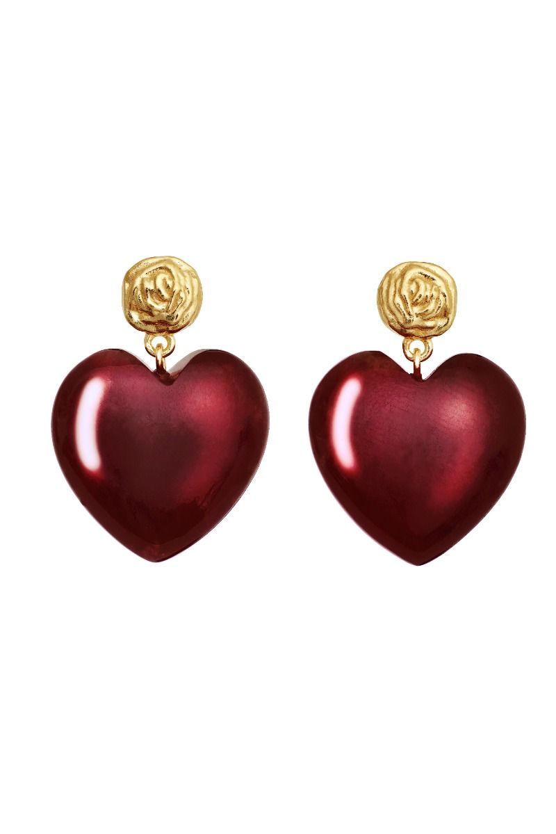 Maanesten - Øreringe - Rosy Heart Earrings - Guld