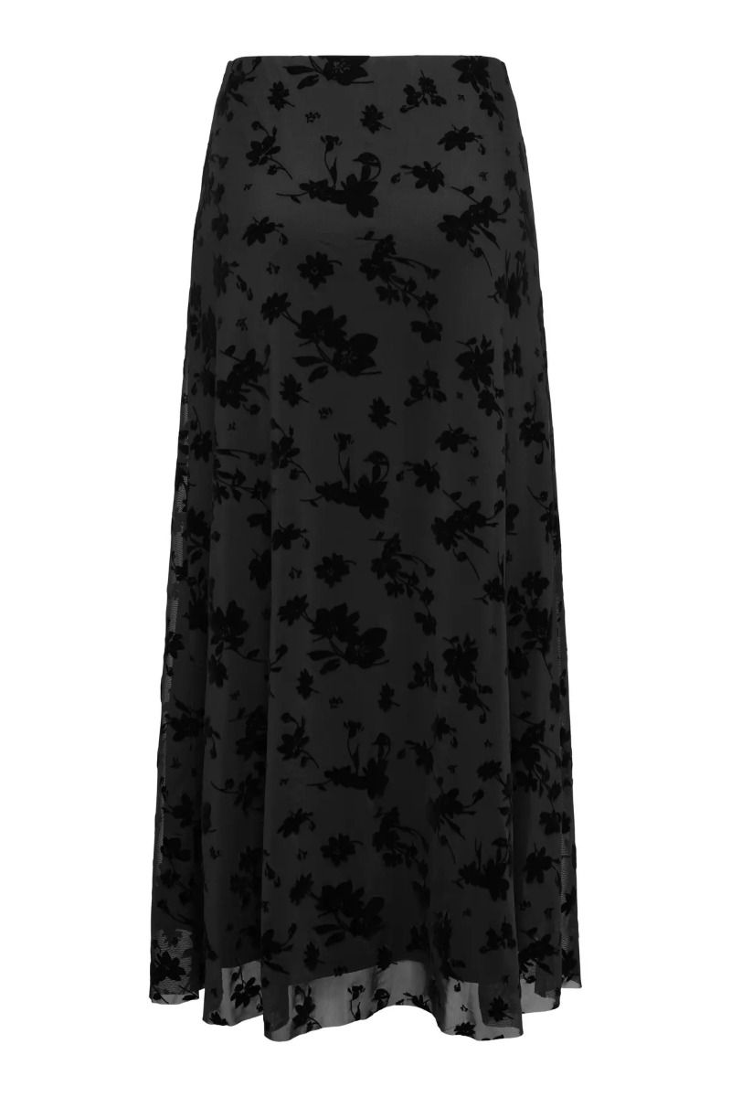 JDY - Nederdele - JDY Ruby Mesh Midi Flock Skirt - Black Big Flower 