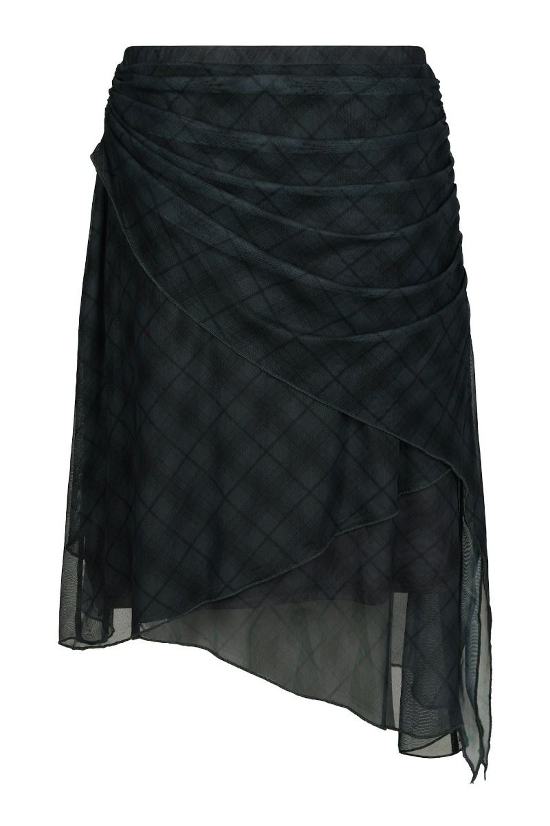 Neo Noir - Nederdel - Saffron Check Mesh Skirt - Dark Grey
