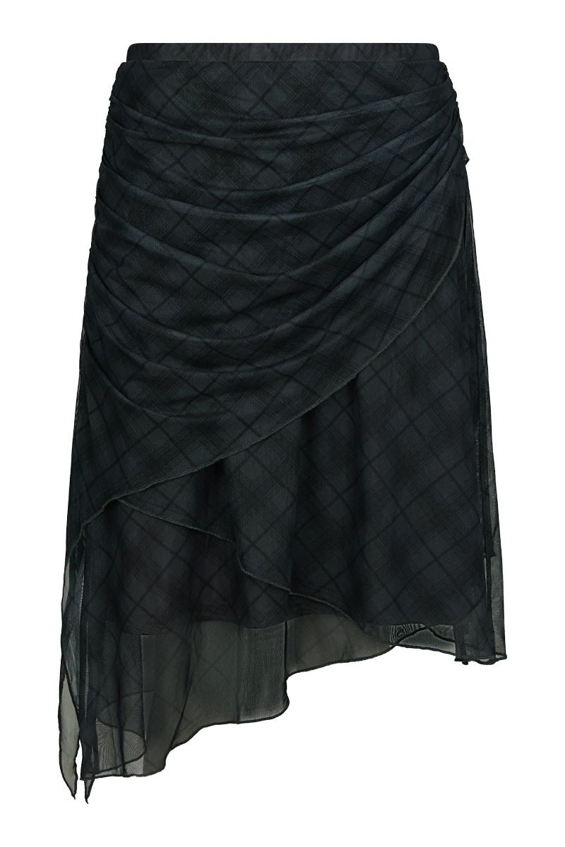 Neo Noir - Nederdel - Saffron Check Mesh Skirt - Dark Grey