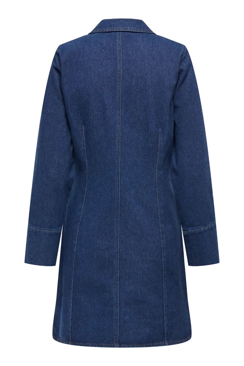 JDY - Kjole - Sally Zip Stitch L/S Dress - Dark Blue Denim