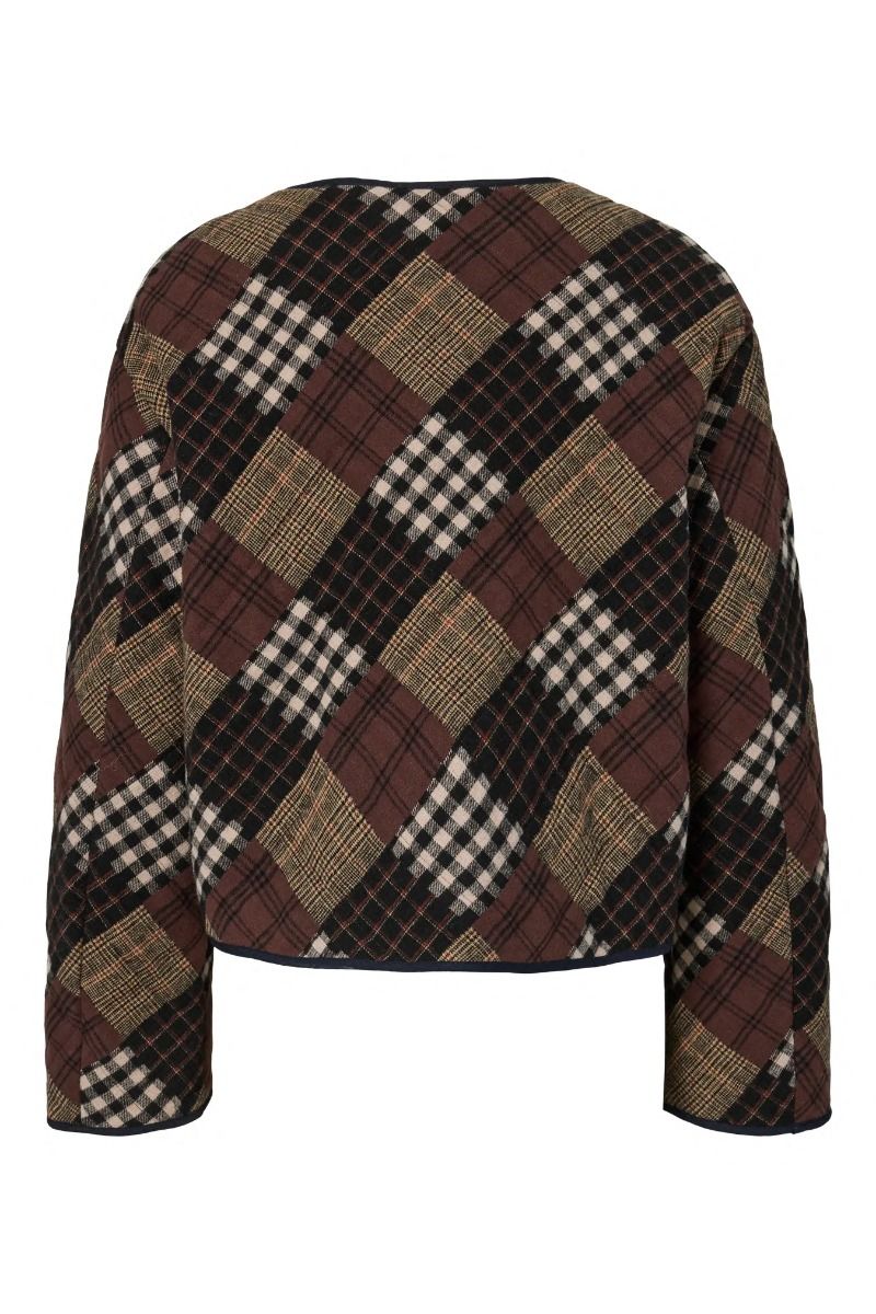 Y.A.S - Jakke - Anari LS Reversible Quilted Coat - Black W. Incense/Sassfras