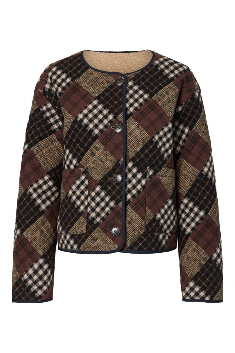 Y.A.S - Jakke - Anari LS Reversible Quilted Coat - Black W. Incense/Sassfras