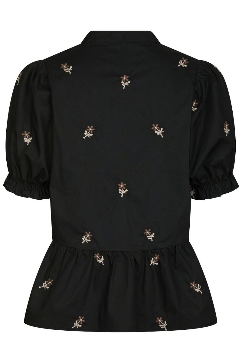 Neo Noir - Bluse - Savy Flower Emb Blouse - Black