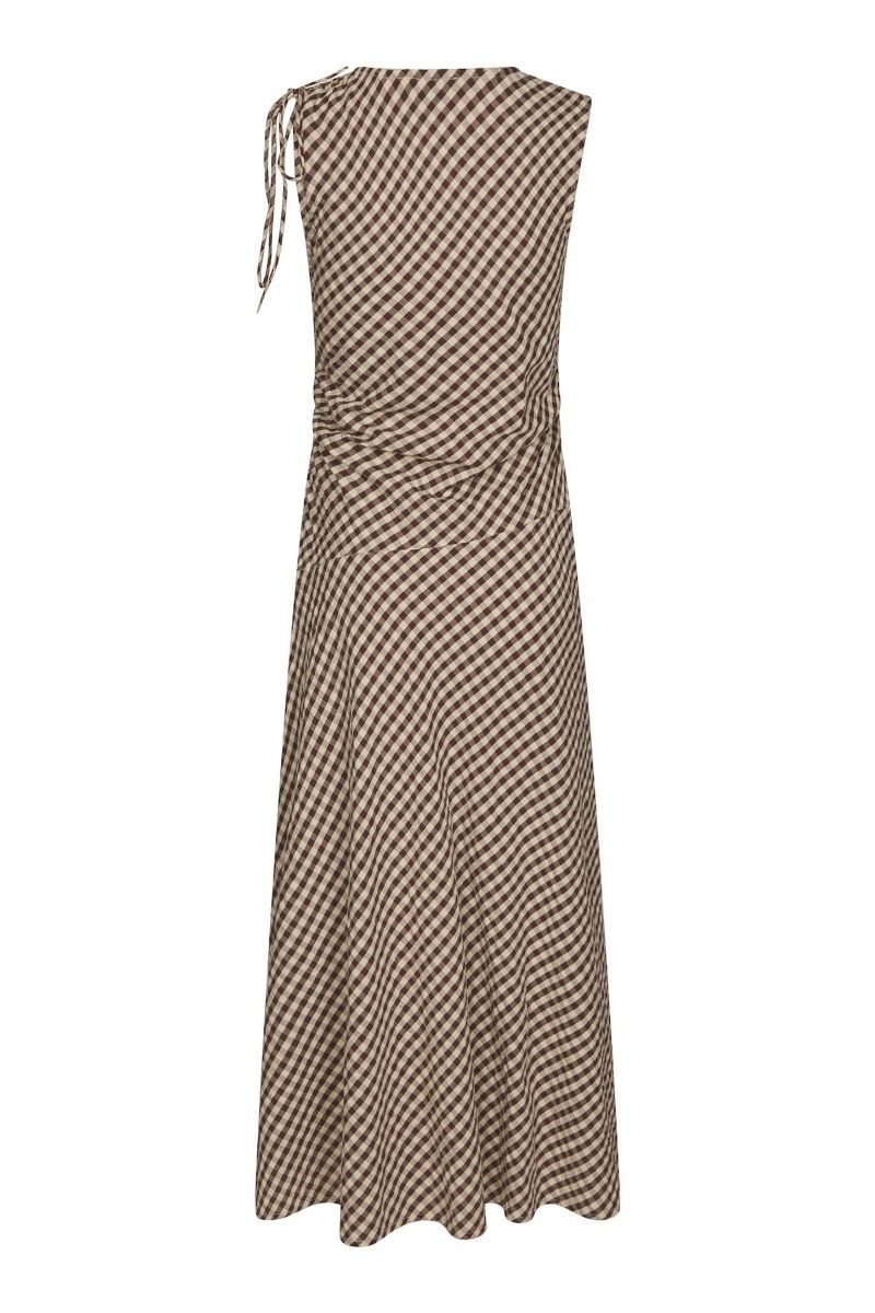 Neo Noir - Kjole - Saxton Check Dress - Brown (Levering midt april)