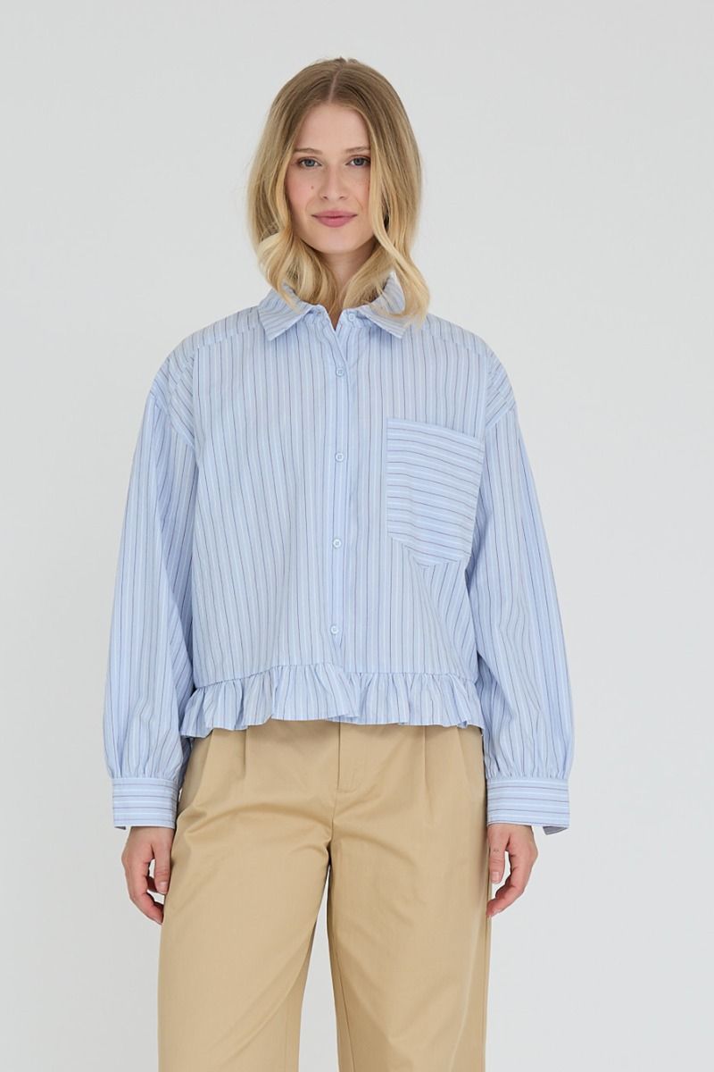 A-View - Skjorte - Sibyl Shirt - Light Blue/White Stripe (Levering start januar)