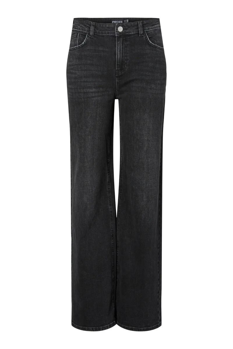 Pieces - Jeans - Silke MW Wide Jeans - Black Denim