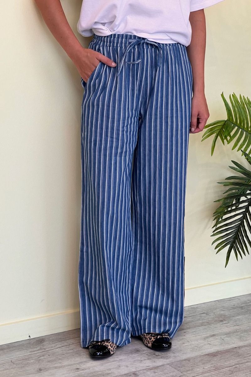 Sisters Point - Bukser - Grita-PA - Denim Blue Stripe