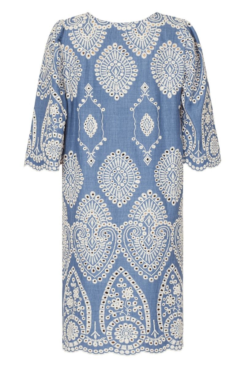 Sisters Point - Kjole - Gilma-DR - Denim Blue/Cream