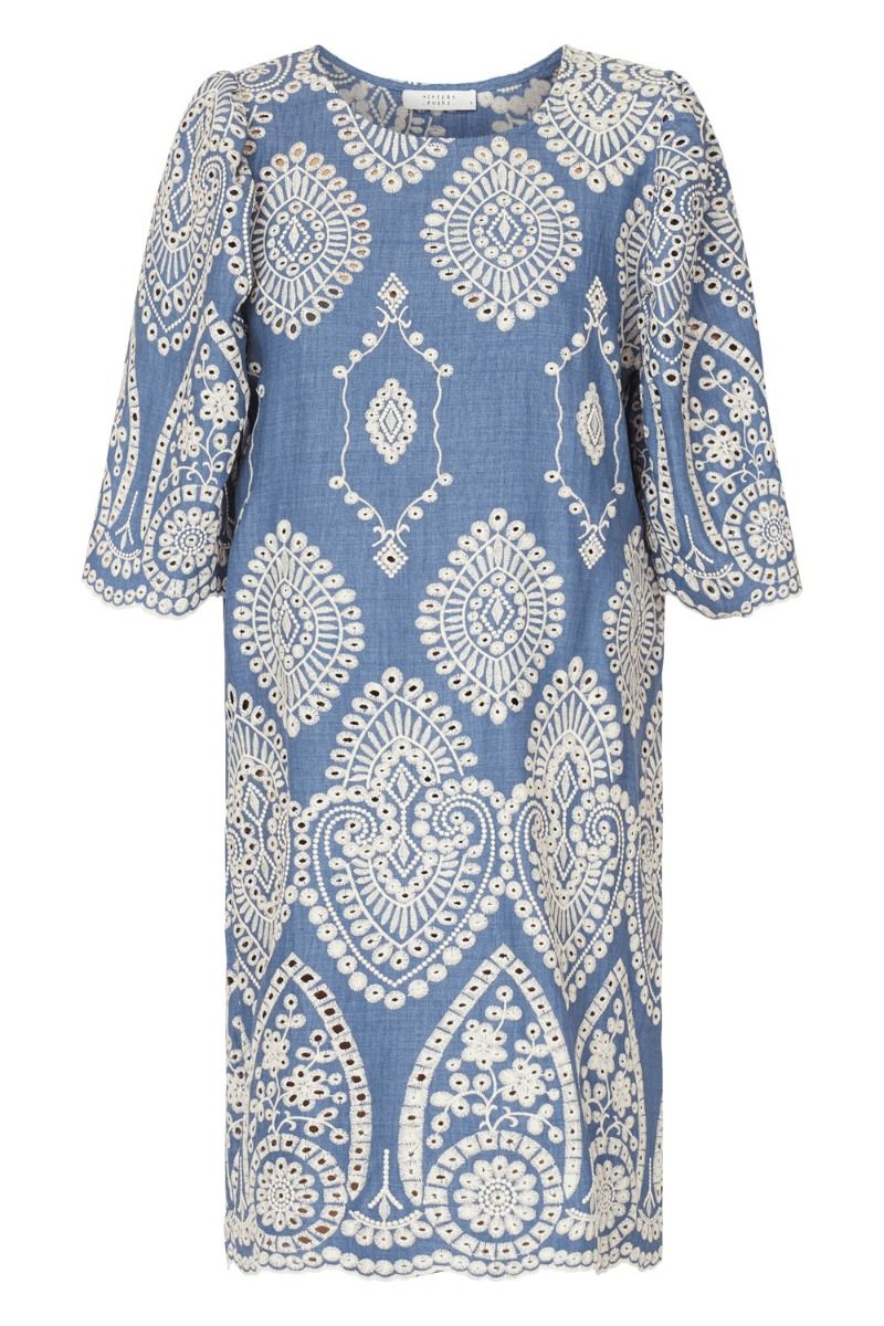 Sisters Point - Kjole - Gilma-DR - Denim Blue/Cream
