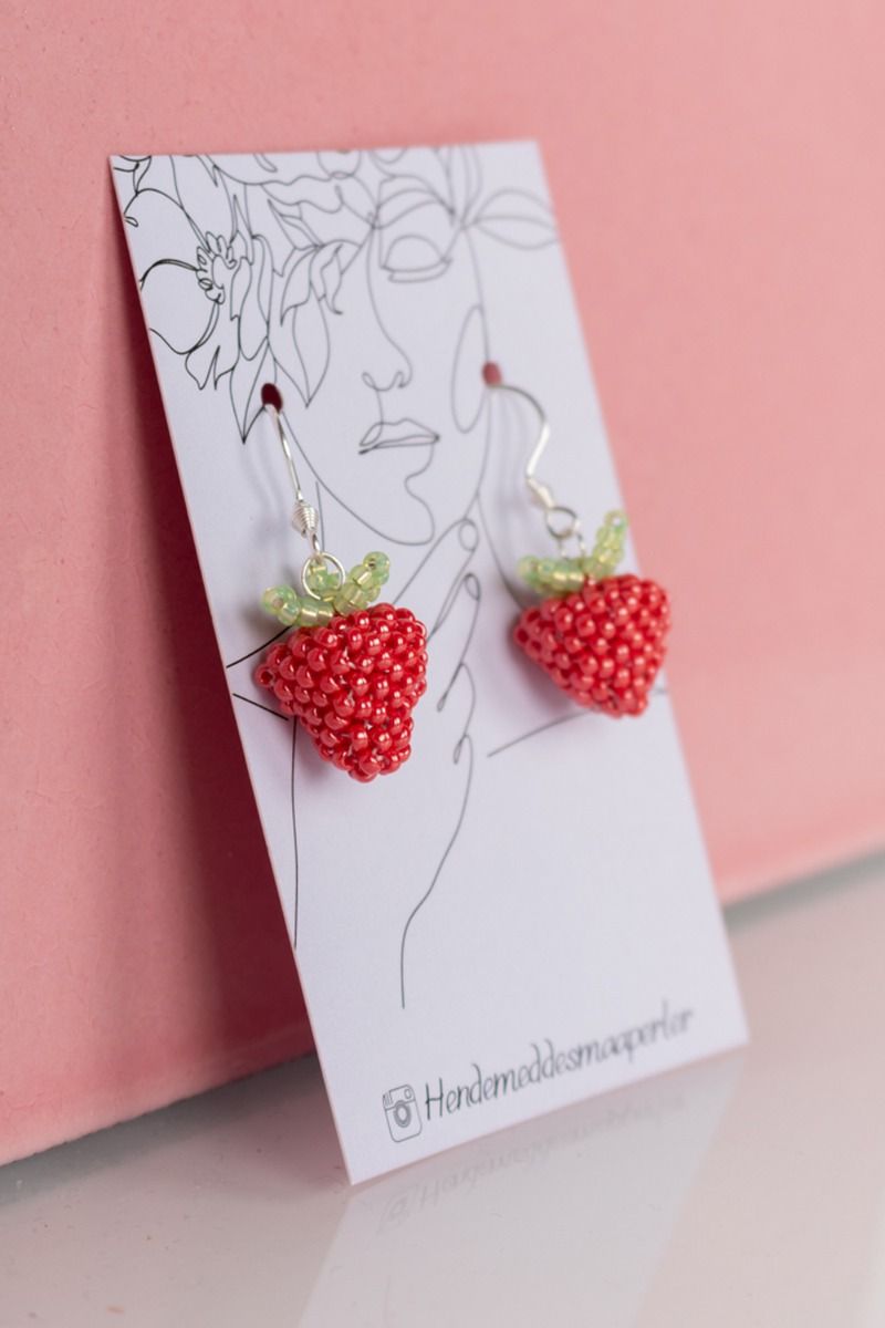 Små Perler - Øreringe - Tasty Strawberries - Sølv