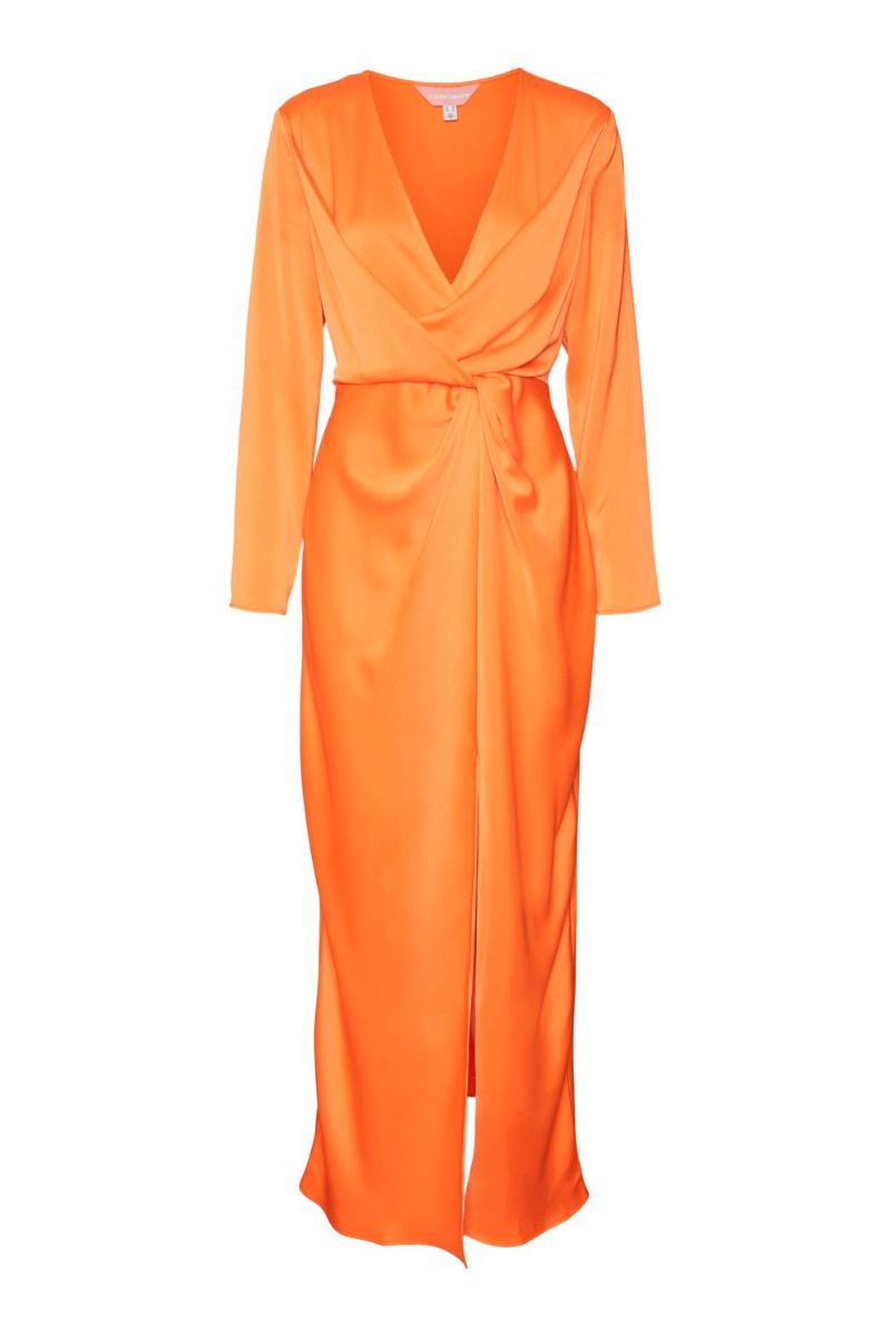 Something New - Kjole - Alicia LS Twist Maxi Dress - Sun Exotic Orange
