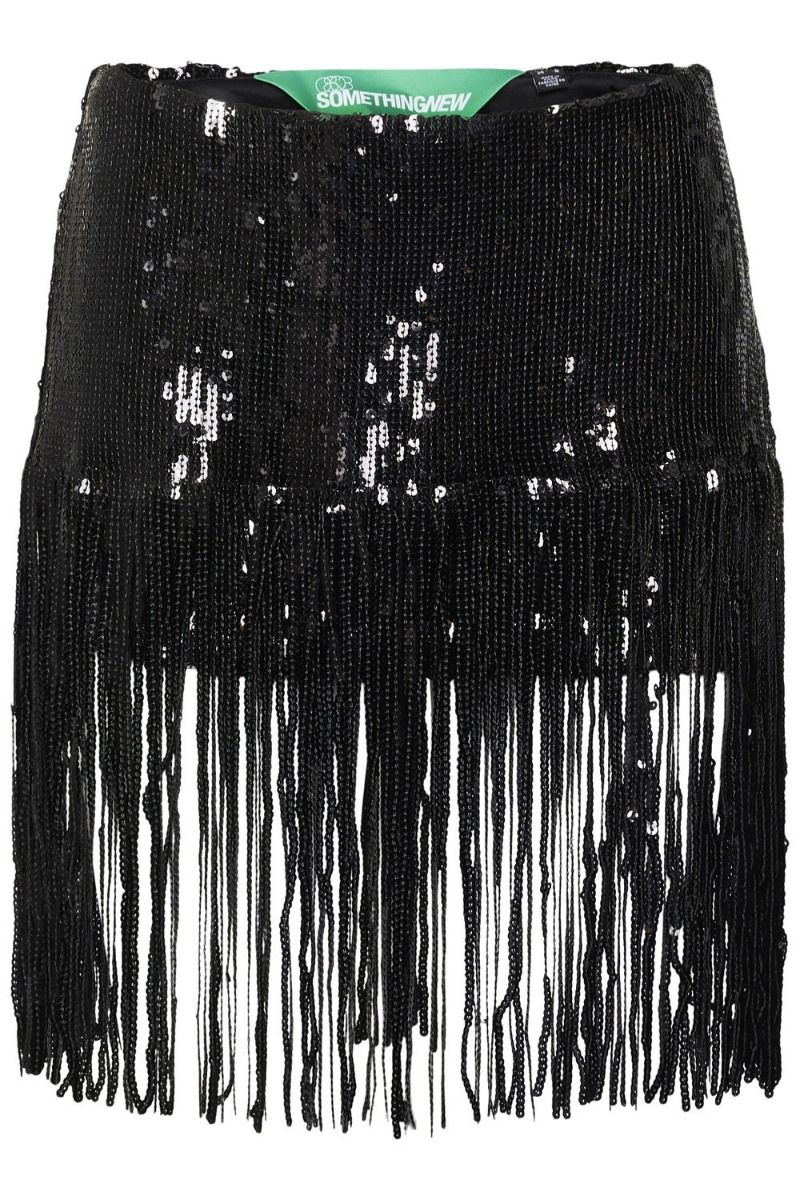 Something New - Nederdel - SN Mia HW Fringe Mini Sequin Skirt - Wst Black