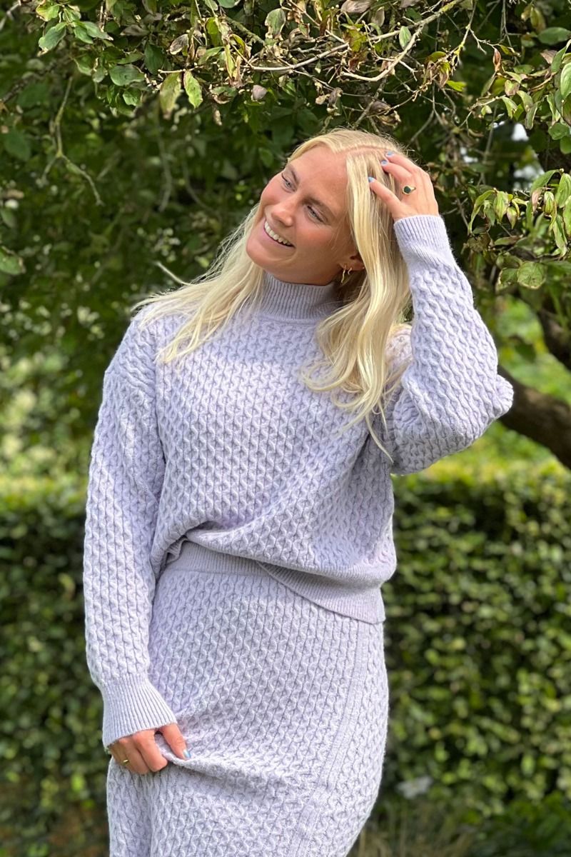 Something New - Strik - SN Maddie LS Wavy Short Knit Jumper - Purple Heather