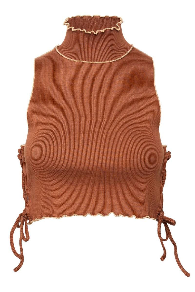 Something New - Top - SN Frida SL Tie Short Top - Argan Oil