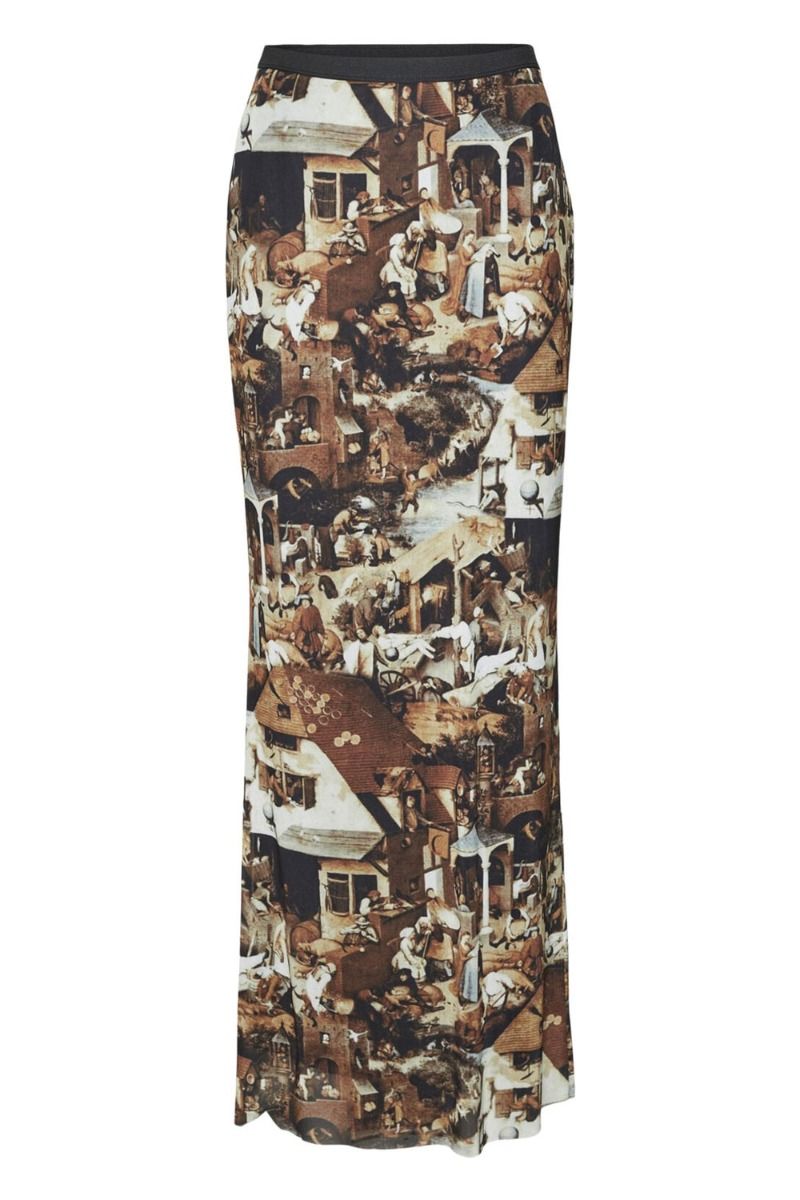 Something New - Nederdel - SN Jackie NW Slim Ankel Skirt - Black Print