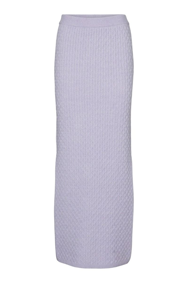 Something New - Nederdel - SN Maddie Hr Wavy Maxi Knit Skirt - Purple Heather