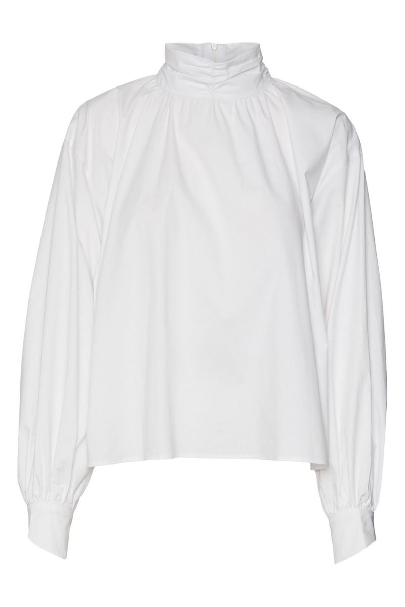 SomethingNew - Skjorte - Naomi LS Highneck Shirt - Bright White