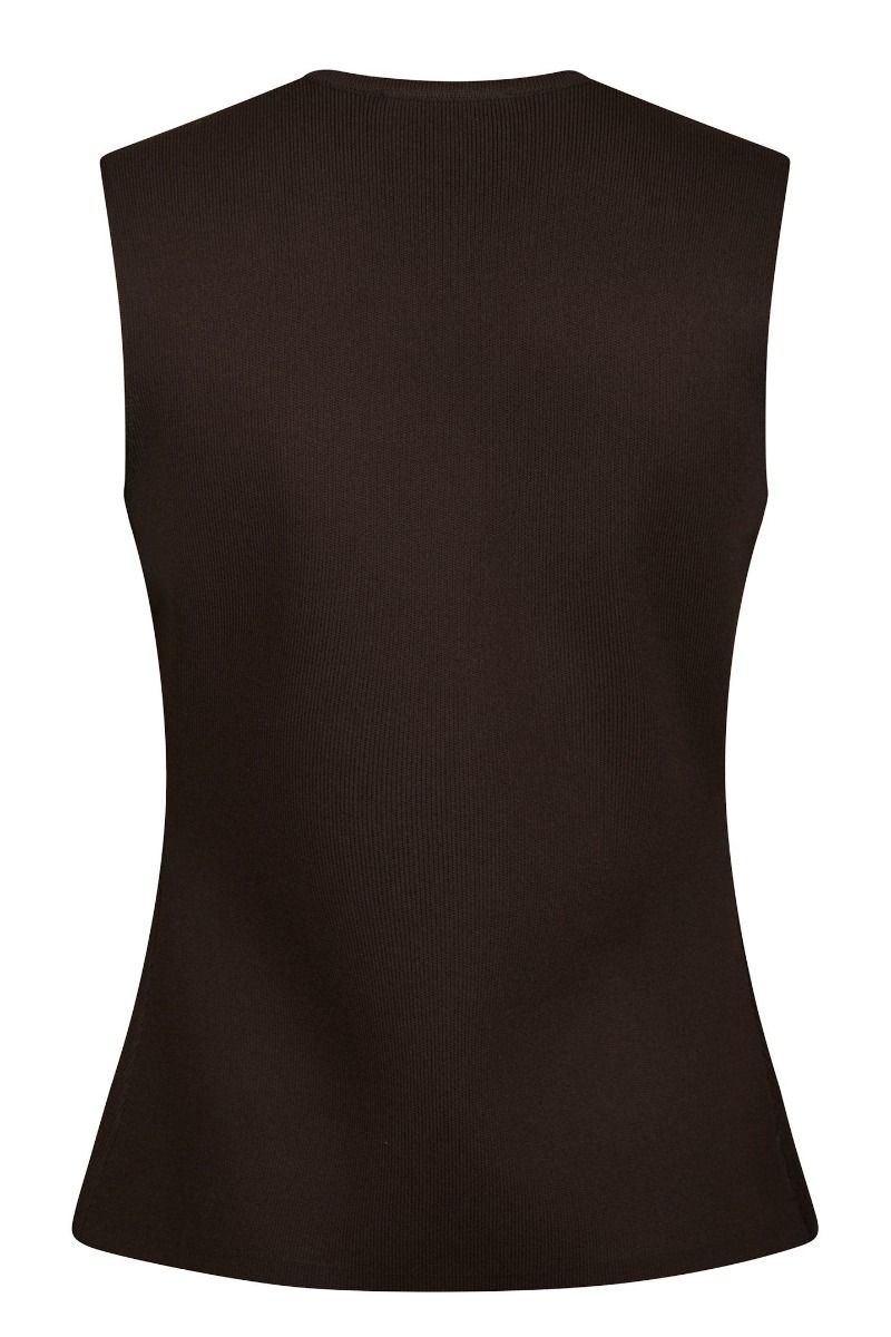 Neo Noir - Top - Sway Smooth Knit Waistcoat - Dark brown