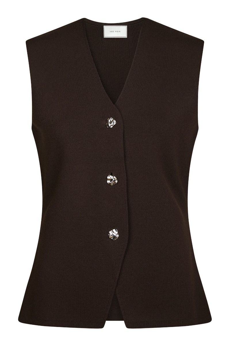 Neo Noir - Top - Sway Smooth Knit Waistcoat - Dark brown