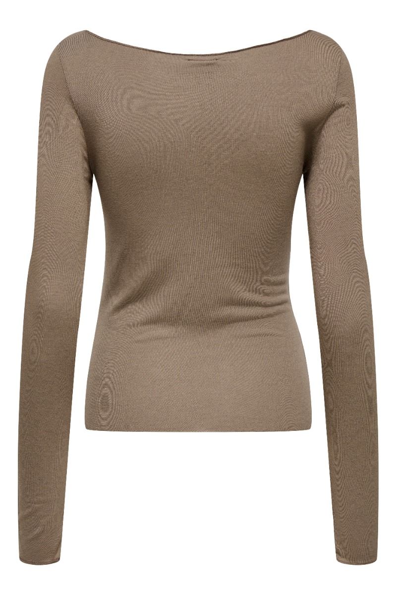 JDY - Bluse - Suma Woolblend L/S Boatneck Top - Fossil