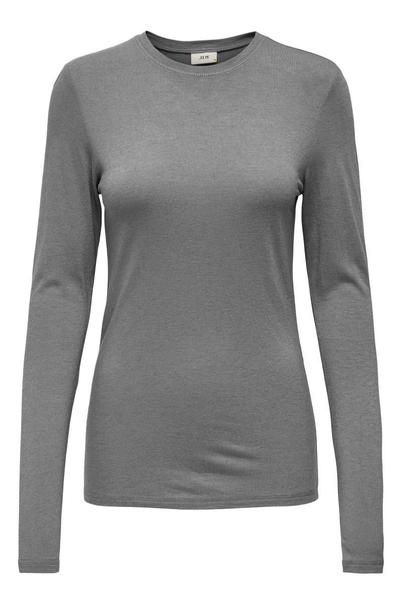 JDY - Bluse - Suma Woolblend L/S Oneck Top Jrs - Light Grey Melange