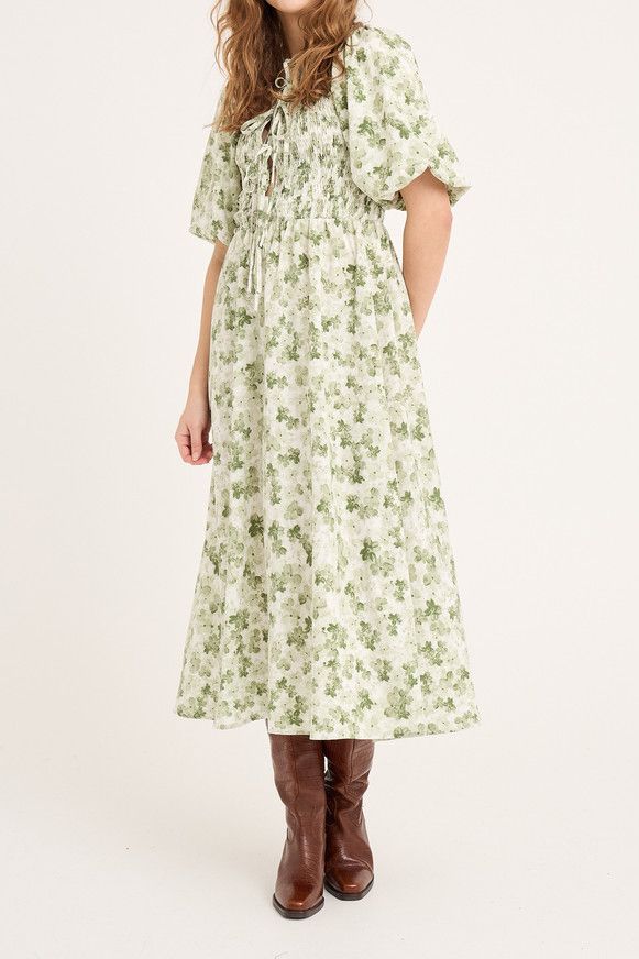 A-View - Kjole - Tabita Dress - Green/White