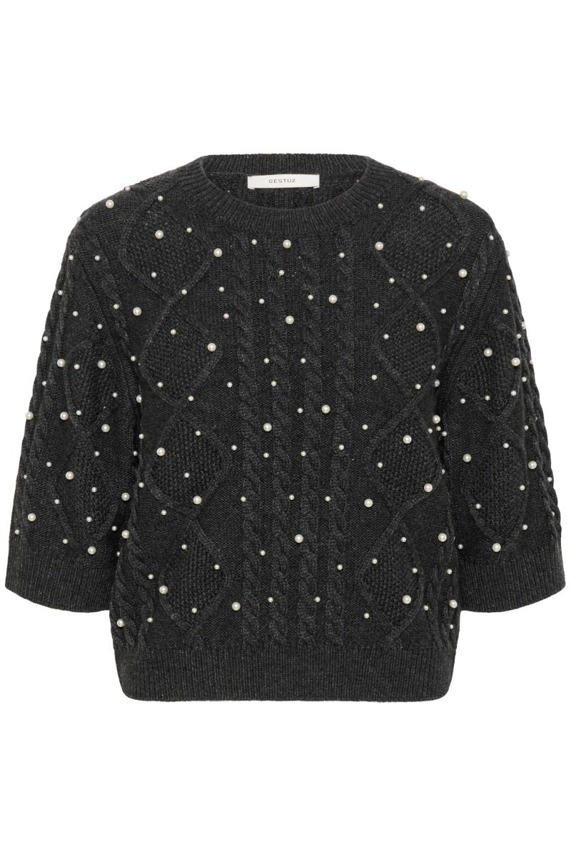 Gestuz - Top - GZtaiba deco pullover - Dark Grey Mélange