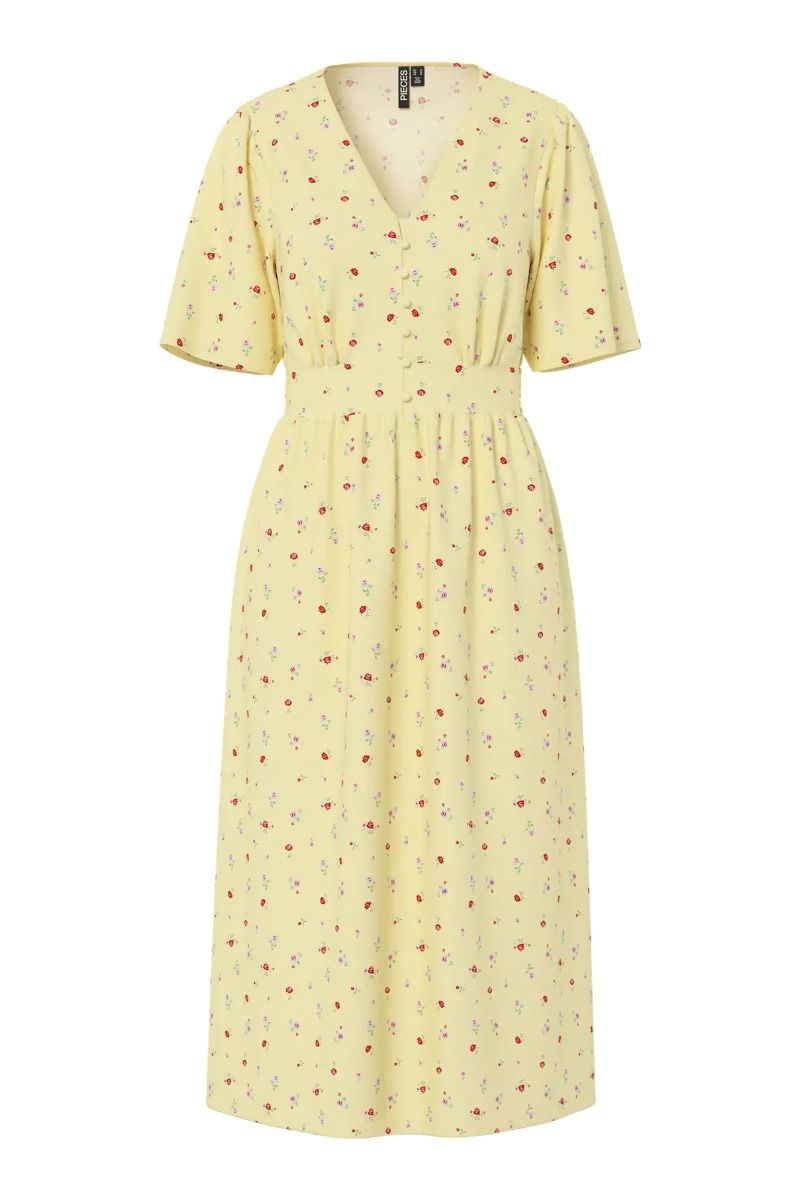 Pieces - Kjole - Tala SS Midi Dress - French Vanilla/Flower