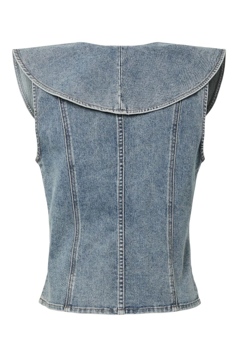 Y.A.S - Top - Teresa Denim Waistcoat - Light Blue Denim (Levering midt maj)