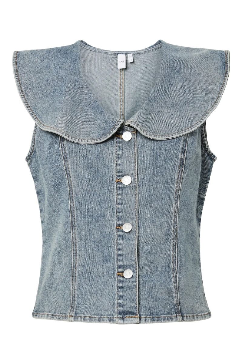 Y.A.S - Top - Teresa Denim Waistcoat - Light Blue Denim (Levering midt maj)