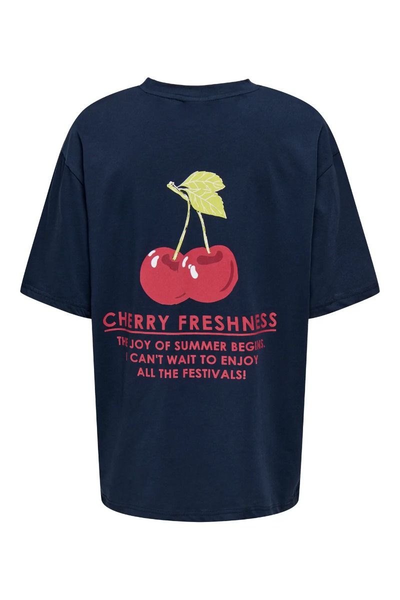 JDY - T-Shirt - Tinnna S/S Print T-Shirt - Navy Blazer Cherry Print/Navy Blazer