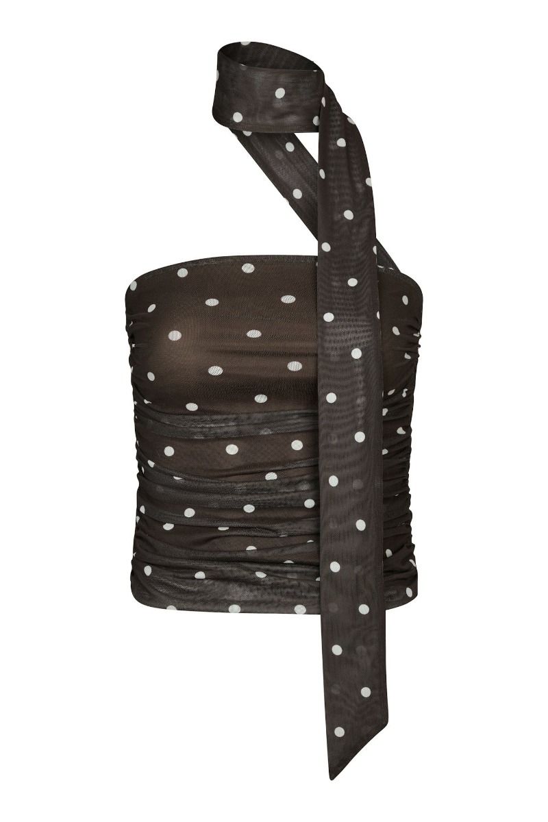 Neo Noir - Top - Torinti Mesh Dot Top - Brown