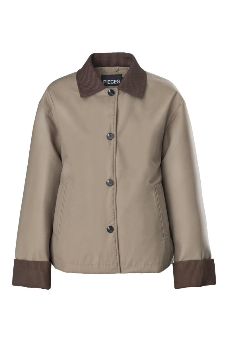 Pieces - Jakke - Jorma Short Corduroy Jacket - Greige