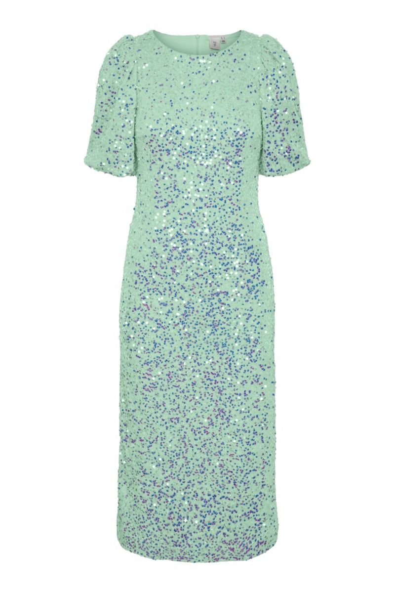 Y.A.S - Kjole - Yas Maja Sequin 2/4 Midi Dress - Show Mist Green
