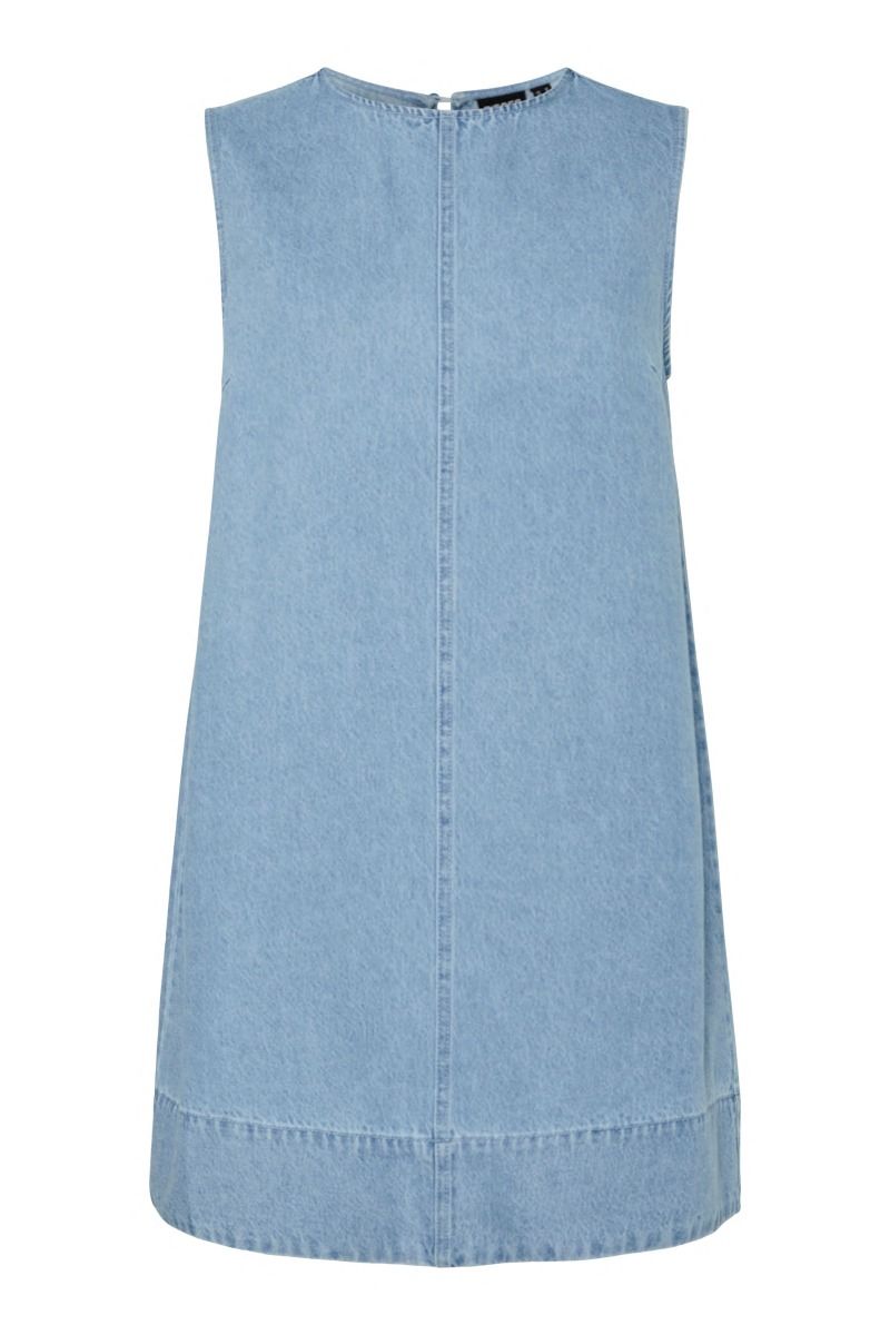Pieces - Kjole - Flora Sl Mini Denim Dress - Light Blue Denim