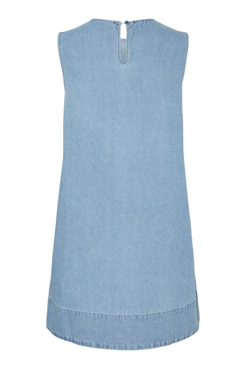 Pieces - Kjole - Flora Sl Mini Denim Dress - Light Blue Denim