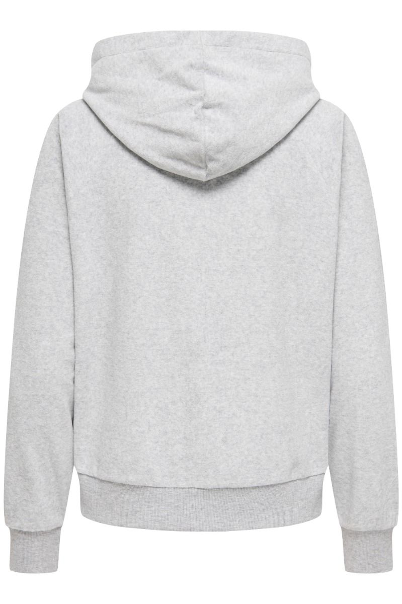 JDY - Sweat - Vida L/S Velvet Hoodie Top - Light Grey Melange