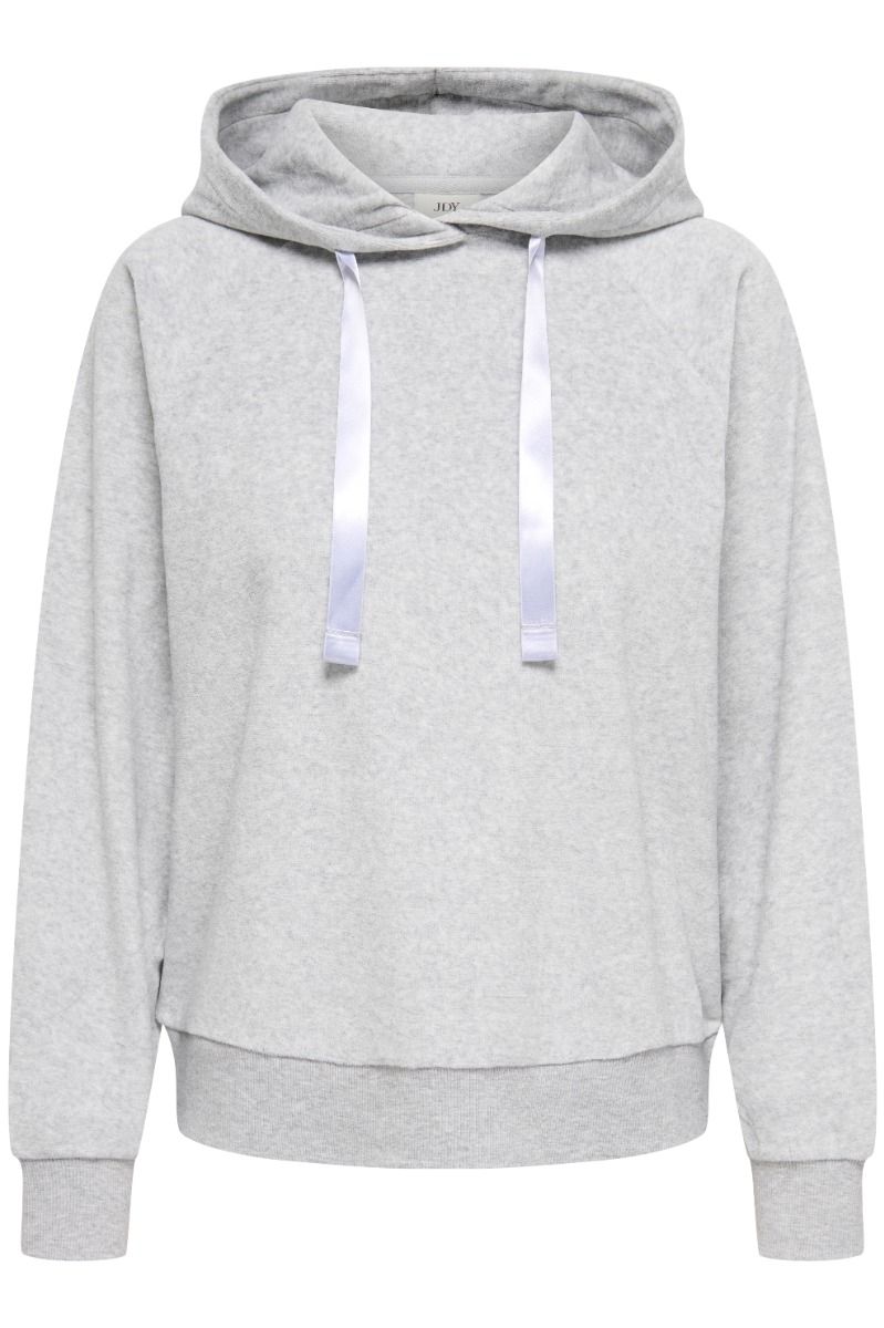 JDY - Sweat - Vida L/S Velvet Hoodie Top - Light Grey Melange