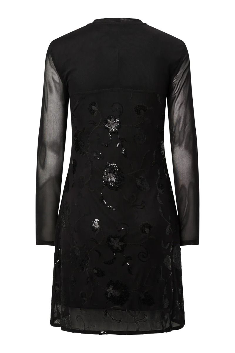 Pieces - Kjole - Oria LS Short Dress - Black Black sequins (Levering midt november)