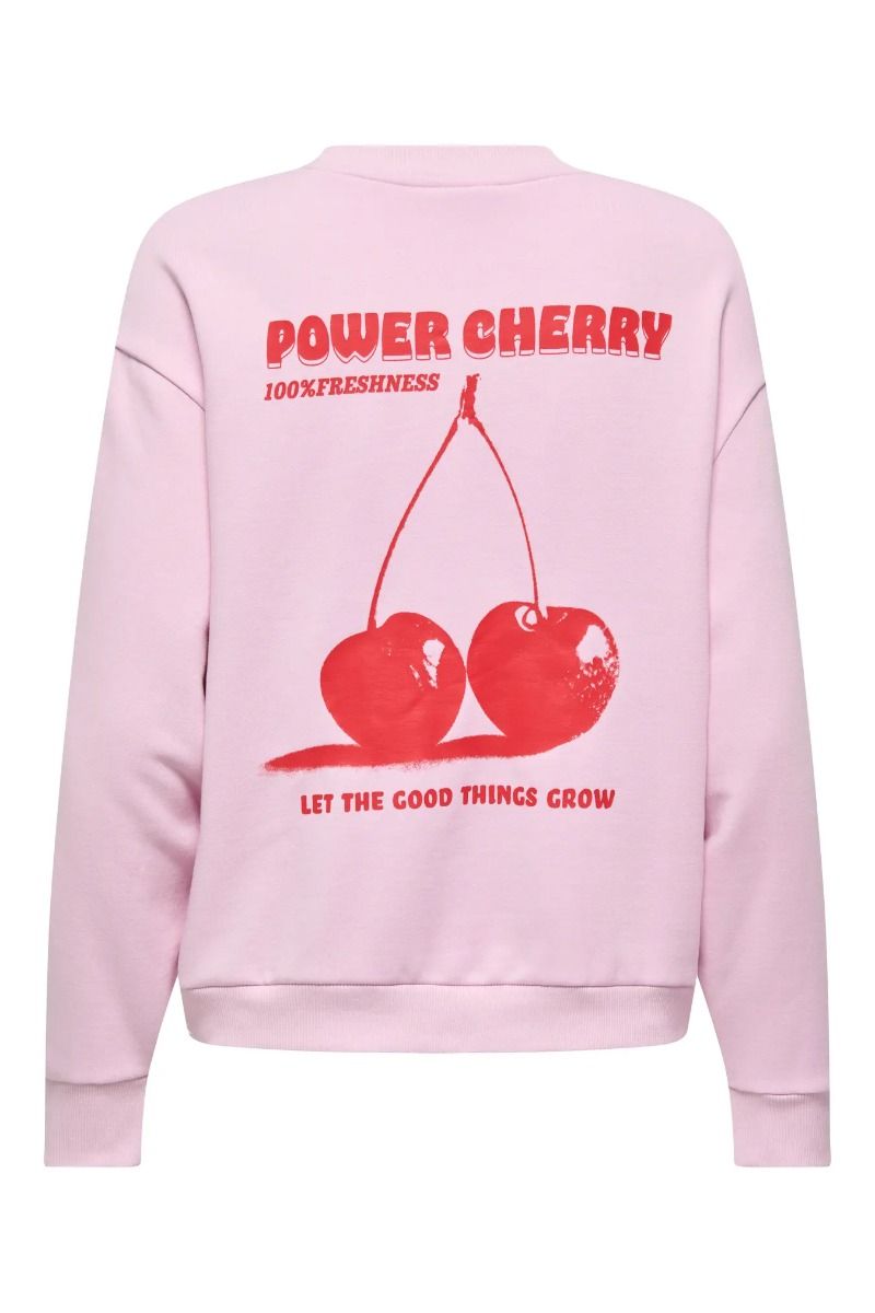 JDY - Nanna Life L/S Text Sweat - Pink Lady Cherry Back